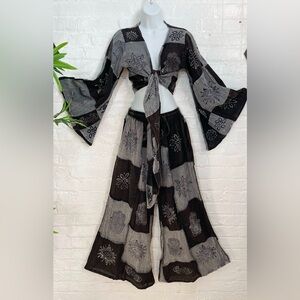 Karma Nepal Patchwork Cotton Palazzo Wide Leg Pant Sets free size.NWT